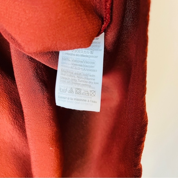 Madewell Boxy Crop Flowy V-Neck Rust Short Sleeve Blouse - Picture 6 of 9